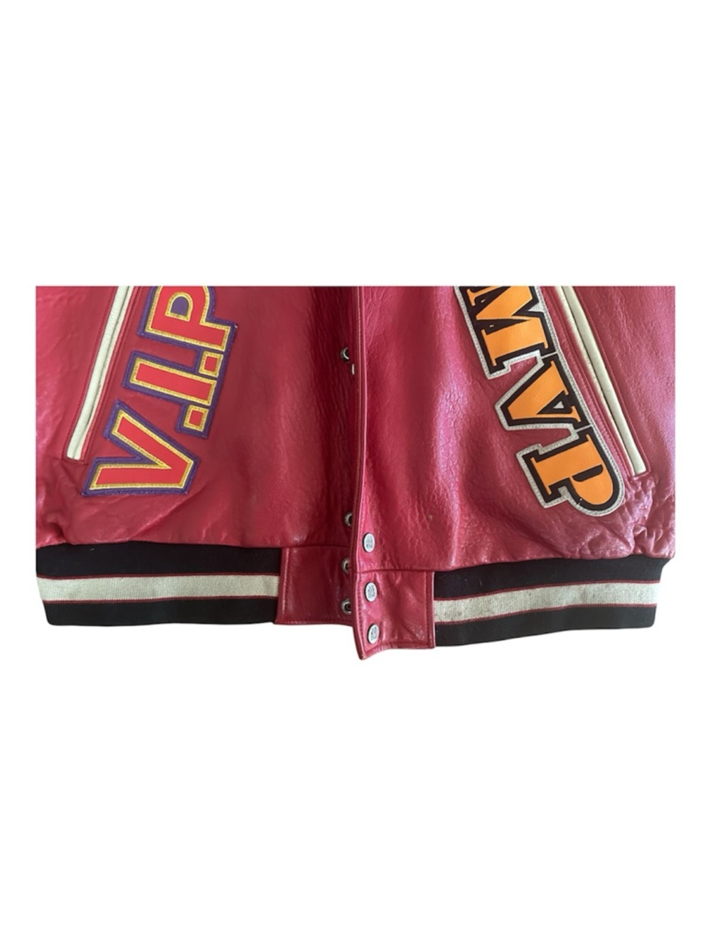 Sir Benni Miles Red Leather Patch Jacket XL MVP VIP Hustla Vintage Streetwear - Picture 8 of 15